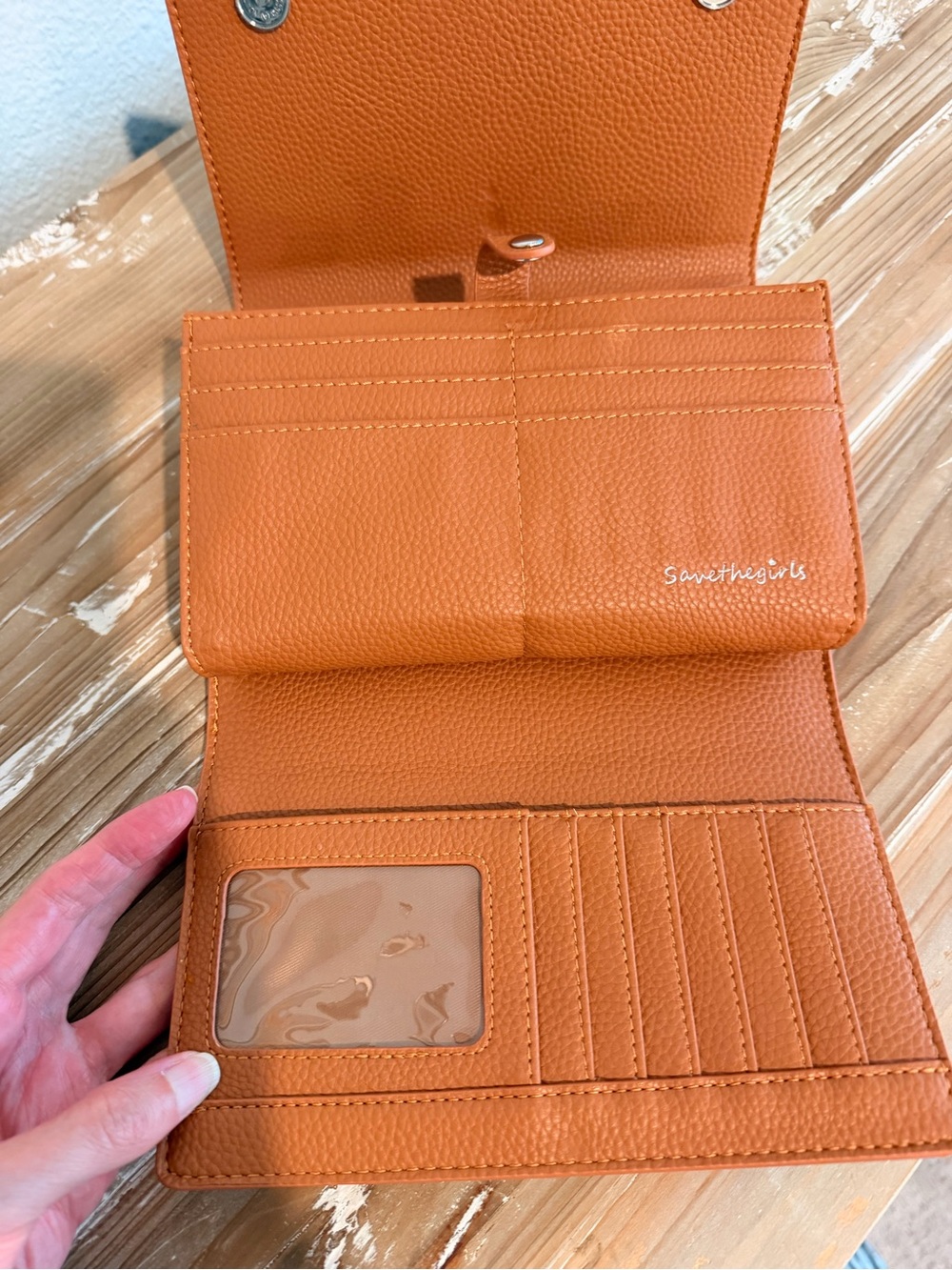 NWT Save the Girls Floral Embossed Camel Vegan Leather Crossbody Clutch - Picture 5 of 10